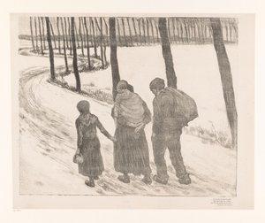 男人和女人带着两个孩子走在乡间小路上
穷人 作者 范·雷塞尔伯格（Théovan Rysselberghe）