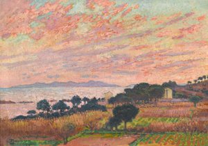 日落时的海湾 圣克莱尔，1916年。 作者 范·雷塞尔伯格（Théovan Rysselberghe）