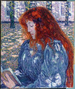 女人读，1899年 作者 范·雷塞尔伯格（Théovan Rysselberghe）