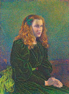 穿着绿色连衣裙的年轻女子，1893年 作者 范·雷塞尔伯格（Théovan Rysselberghe）