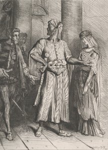 诚实的伊阿古，我的苔丝狄蒙娜必须留给你：《奥赛尔》第四版，1844年蚀刻，1900年重印。 作者 蒂奥多·切塞留