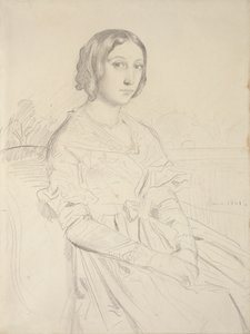 年轻女子的肖像，四分之三位置向左坐着，1839-1856年 作者 蒂奥多·切塞留
