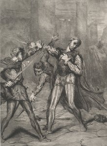 小人，你死了：《奥赛罗》第5幕第1场第10版，1844年蚀刻，1900年重印。 作者 蒂奥多·切塞留
