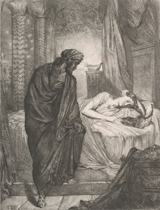 然而她必须死：《奥赛罗》第5幕第2场的图版11，1844年蚀刻，1900年重印。 作者 蒂奥多·切塞留