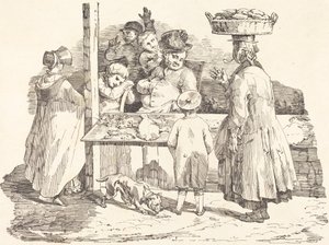 打瞌睡的鱼贩(Le marchand de poissons endormie) 作者 Théodore Gericault 和 Nicolas Toussaint Charlet