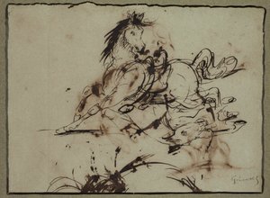 泰奥多尔-热里科的作品--《受惊的马》，18 世纪末至 19 世纪初 作者 西奥多·杰里科（Theodore Gericault）