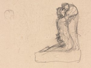 两个人物的剪影拥抱反面。 作者 奥古斯特·奥杜勒·里伯特