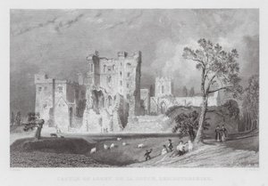 莱斯特郡Ashby de la Zouch的城堡（雕刻）。 作者 托马斯（后）Allom