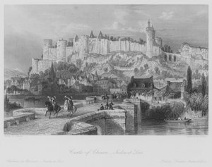 希农城堡，Indre-et-Loir（雕版画）。 作者 托马斯（后）Allom