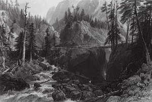 西班牙桥，比利牛斯山脉（雕刻） 作者 托马斯（后）Allom