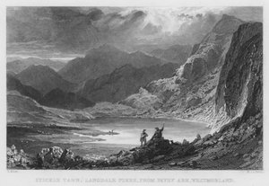 Stickle Tarn, Langdale Pikes, from Pavey Ark, Westmorland（雕刻）。 作者 托马斯（后）Allom