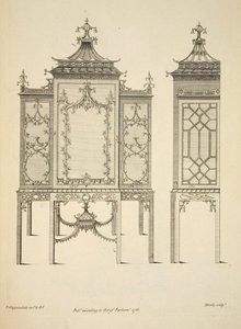 瓷器箱的设计，出版。1753年（雕版画 作者 托马斯（后）齐彭代尔
