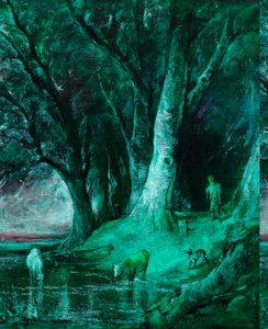 树林的边缘（布面油画） 作者 托马斯 (attr.to) 墓地