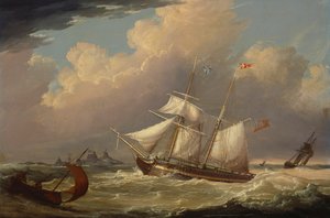 1828年，英国双桅船“指南”驶入德国的易北河 作者 托马斯·A·宾克斯