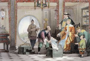 公寓位于南京附近的普通话住宅中，来自George Newenham Wright的“中国一系列景观”（c.1790-1877）1843 作者 托马斯·阿隆