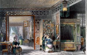 一位贵族小姐的闺房和卧室，中国，1843年