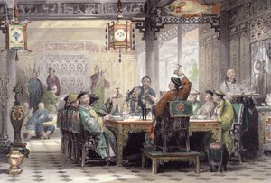 普通话中的晚宴，来自George Newenham Wright（1790-1877）的“中国在一系列观点”，由G. Paterson雕刻，1843年 作者 托马斯·阿隆