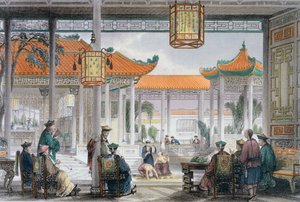 文华殿堂中的杂耍者》，中国，1843年 作者 托马斯·阿隆
