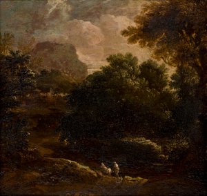 有人物的林间风景，约 1789 年-1847 年（木板油画）
