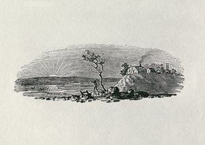 “英国鸟类和四足动物史”的冬日夕阳（bw雕刻） 作者 托马斯·贝威克