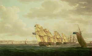 1797年7月，尼尔森（Nelson）与加的斯（Cadiz）的近海中队一起， 作者 托马斯·巴特沃斯（Thomas Buttersworth）