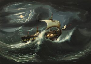 风暴翻滚的护卫舰