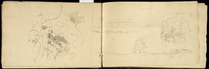 匹兹菲尔德附近的Hoosick或马鞍山和湖泊，1832年（石英铅笔在灰白色的纸上）（另见3514873） 作者 托马斯·科尔