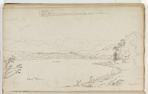 1829年，英格兰湖区温德米尔的负责人（纸笔上的铅笔和墨水） 作者 托马斯·科尔