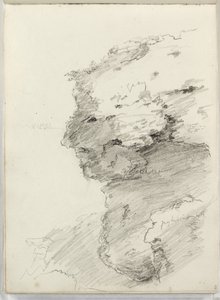 无题（有叶子的悬崖细节）1831（纸上铅笔） 作者 托马斯·科尔