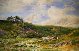 有车的风景（纸上水彩） 作者 托马斯·科利尔