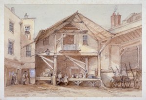 伦敦市劳伦斯巷的Blossoms Inn，1854年。                作者 托马斯·科尔曼·迪布丁