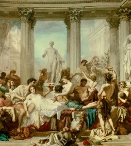 细节：颓废的罗马人，Thomas Couture 的绘画（1815-1879）