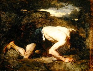 逃亡者，《雅典的提蒙》的研究，约1857年（布面油画