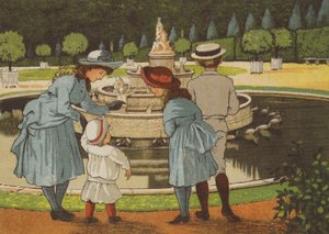 巴黎：凡尔赛宫的一天（彩色平版画 作者 托马斯·克莱恩（Thomas Crane）