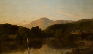 山区河景，约 1838-86 年（布面油画） 作者 托马斯·丹比