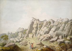 布莱姆峭壁上的人物（纸上水彩画） 作者 托马斯·丹尼尔