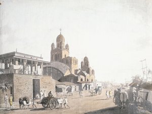 街景，来自托马斯·丹尼尔（1786-1788）的“加尔各答景观” 作者 托马斯·丹尼尔
