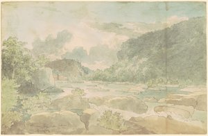 来自下方的哈珀斯·费里（Harpers Ferry），约1825年-26日（钢笔和墨水，水彩纸本）