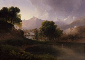 溪流和山脉景观