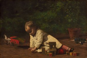 婴儿在玩耍，1876年。 作者 托马斯·埃金斯