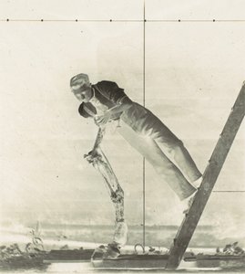 梯子上的男人与被解剖的马腿，1880年代。 作者 托马斯·埃金斯