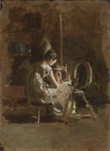 “Home-Spun”的草图，1881年 作者 托马斯·埃金斯