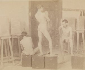 [三个裸体模特在画室] 作者 托马斯·埃金斯
