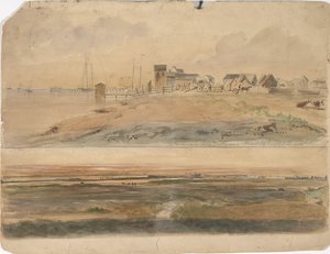 1852年5月16日，印第安纳州，德克萨斯州和印第安人与Lavaca Point的距离（纸上水彩）