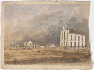 1852年5月21日，德克萨斯州马塔戈达共济会大厅（纸上水彩画）