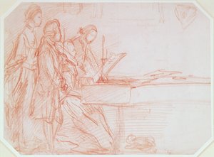 研究音乐派对的集体肖像，1770年（纸上的红色粉笔） 作者 托马斯·盖恩斯伯勒