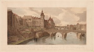 巴黎二十个最美的风景选集：蓬特奥兰多风景，1803年。 作者 托马斯·吉尔丁