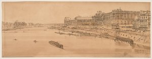 巴黎风景如画的二十景精选：  从新桥眺望卢浮宫和杜伊勒利桥 作者 托马斯·吉尔丁
