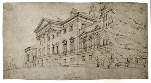 Harewood House，Yorkshire，c.1798（石墨纹理织物纸） 作者 托马斯·吉尔丁
