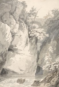 在Lago di Como的银行，c.1796（在纸上洗石墨） 作者 托马斯·吉尔丁